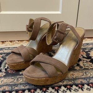 Stuart Weitzman Block Heel Suede Sandal